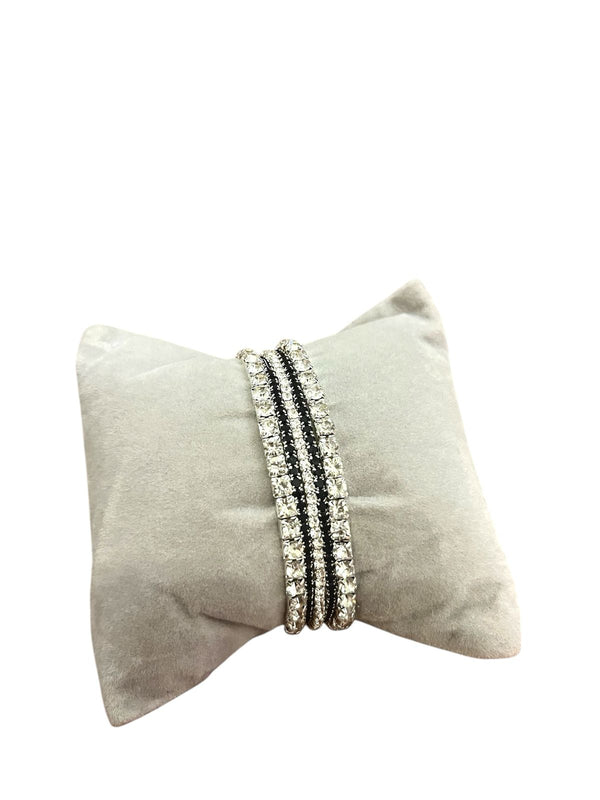 Five-Piece Bracelet Stack – Silver and black