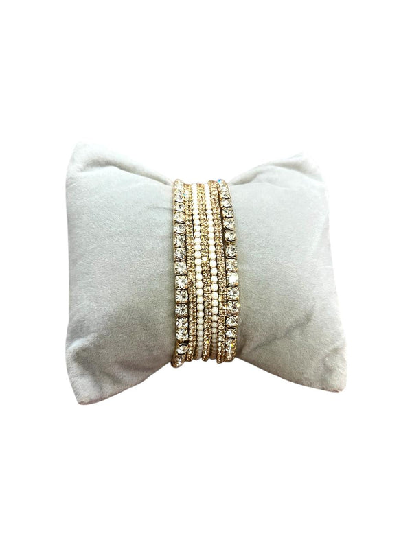 Seven-Piece Bracelet Stack – Golden & White