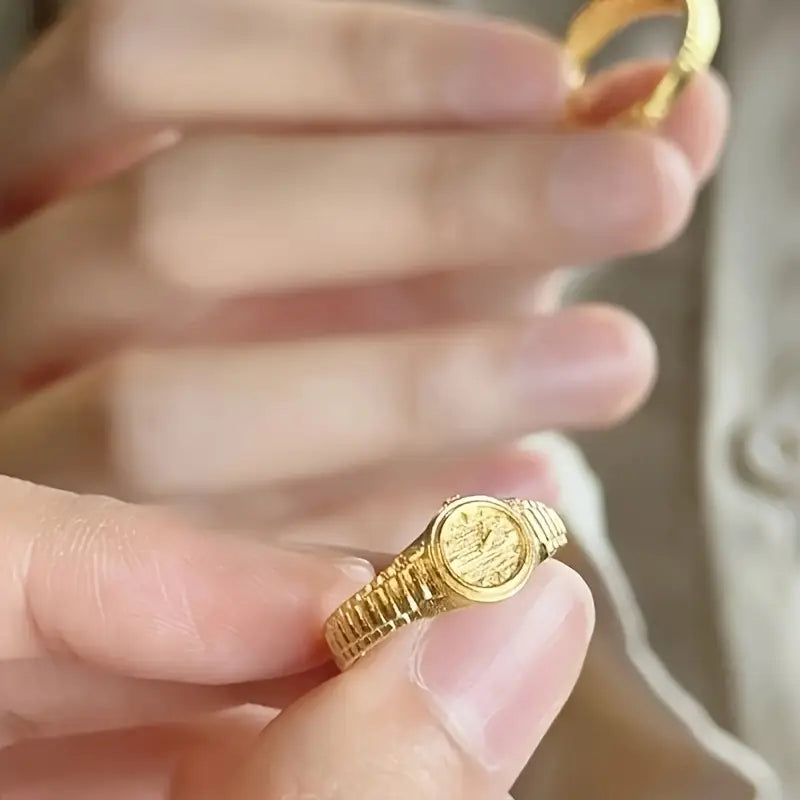 Boho Elegant Cuff Watch Clock Ring